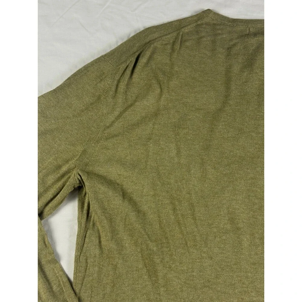 Banana Republic Mens Luxury Blend Sweater L Green Silk Cashmere Cotton Crewneck